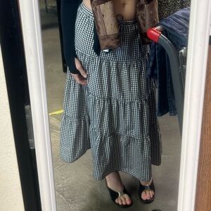 Gingham Skirt tiered cottagecore y2k maxi tie string 90’s ruffle